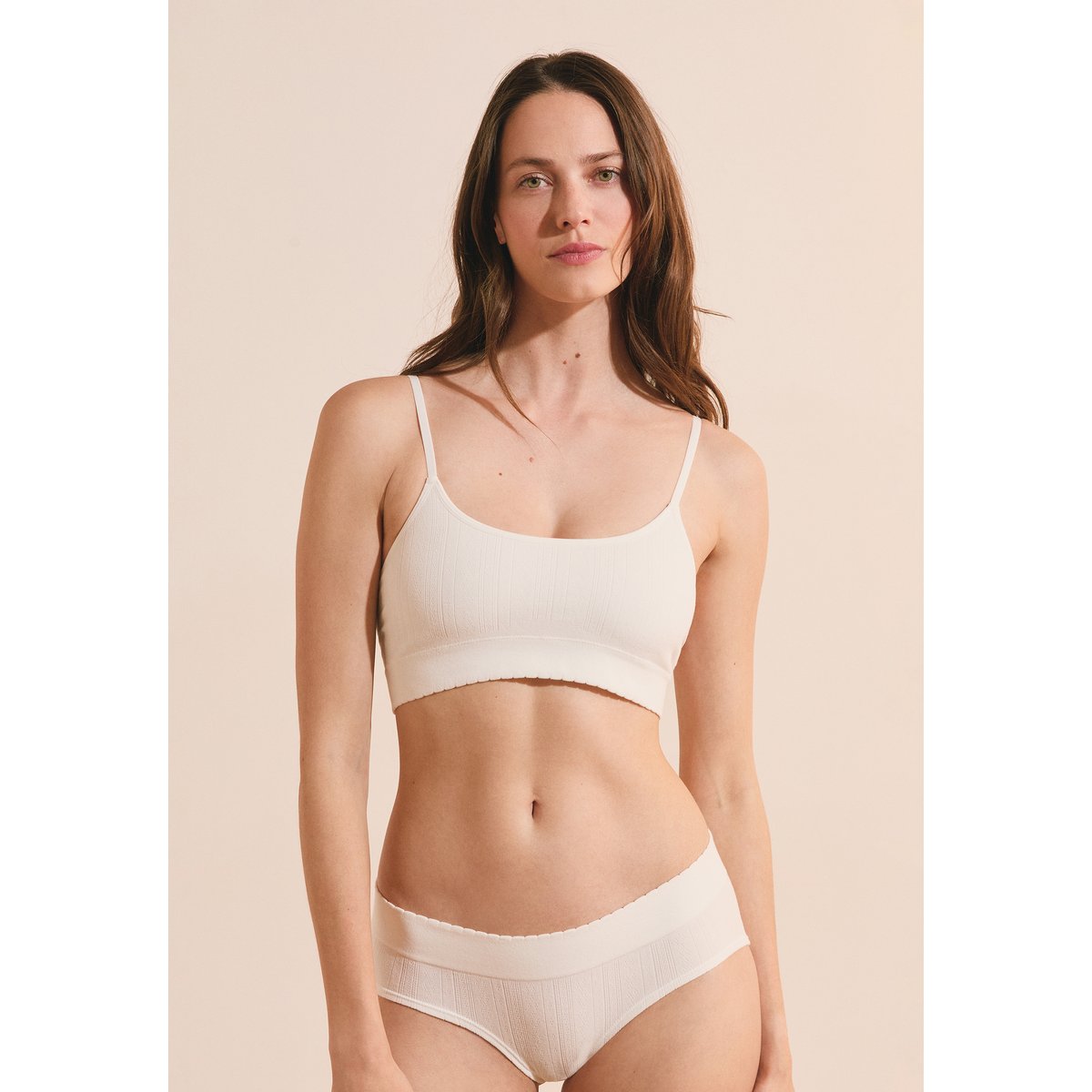 Soutien-gorge brassière en pointelle DAILY SEAMLESS ecru, ETAM