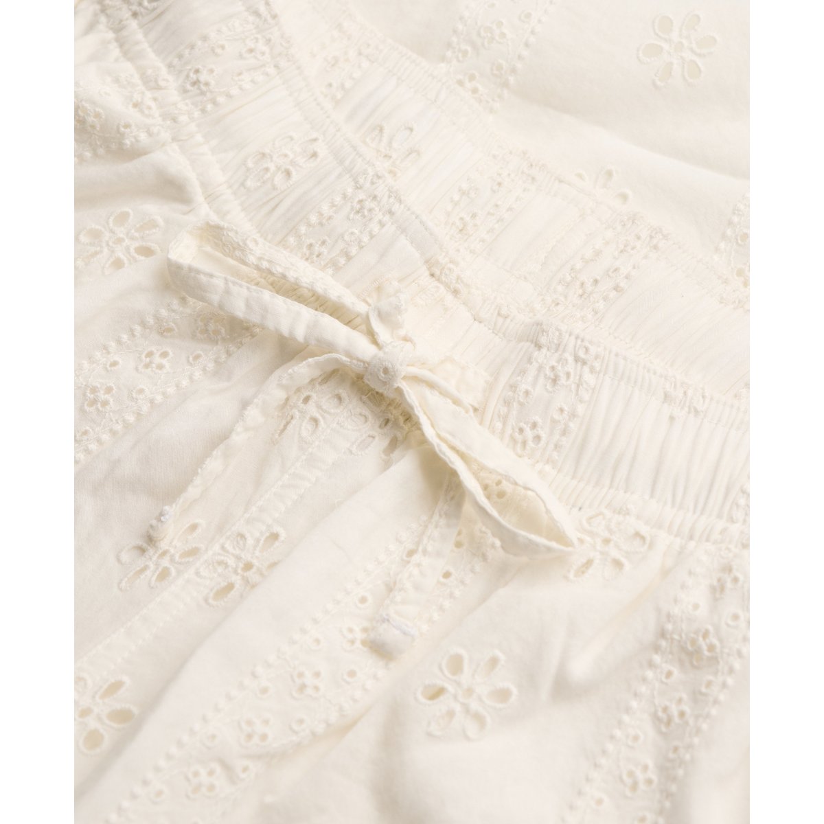 Pantalon Broderie Anglaise Coupe Droite blanc cassé, SUPERDRY