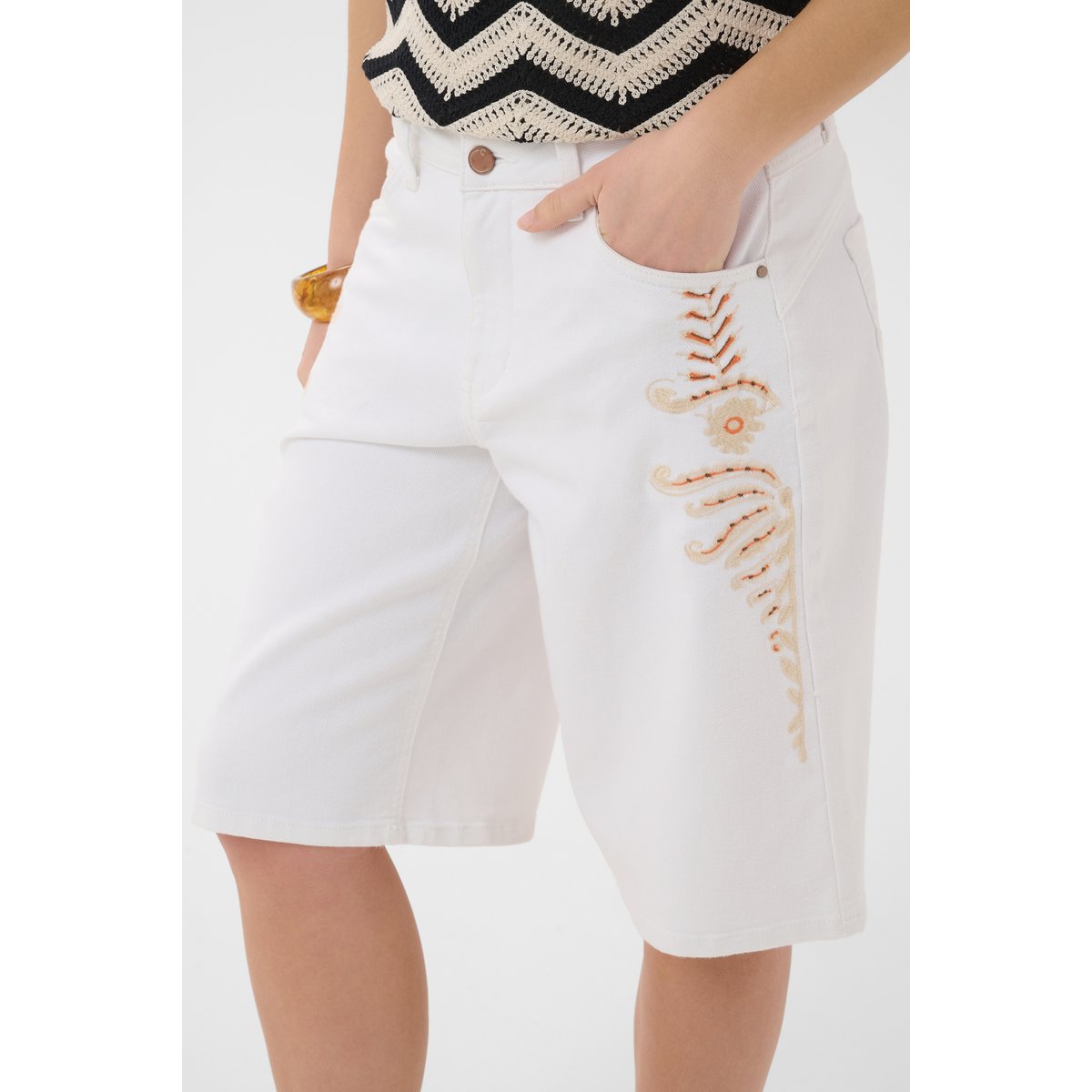 Shorts casual blanc snow white, CREAM
