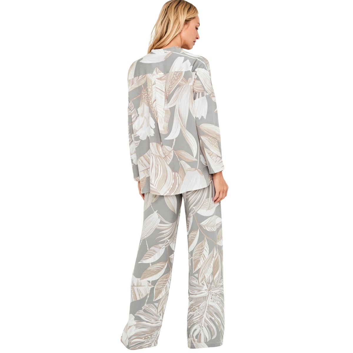Pyjama pantalon chemise manches longues Premium Drape gris, SELMARK