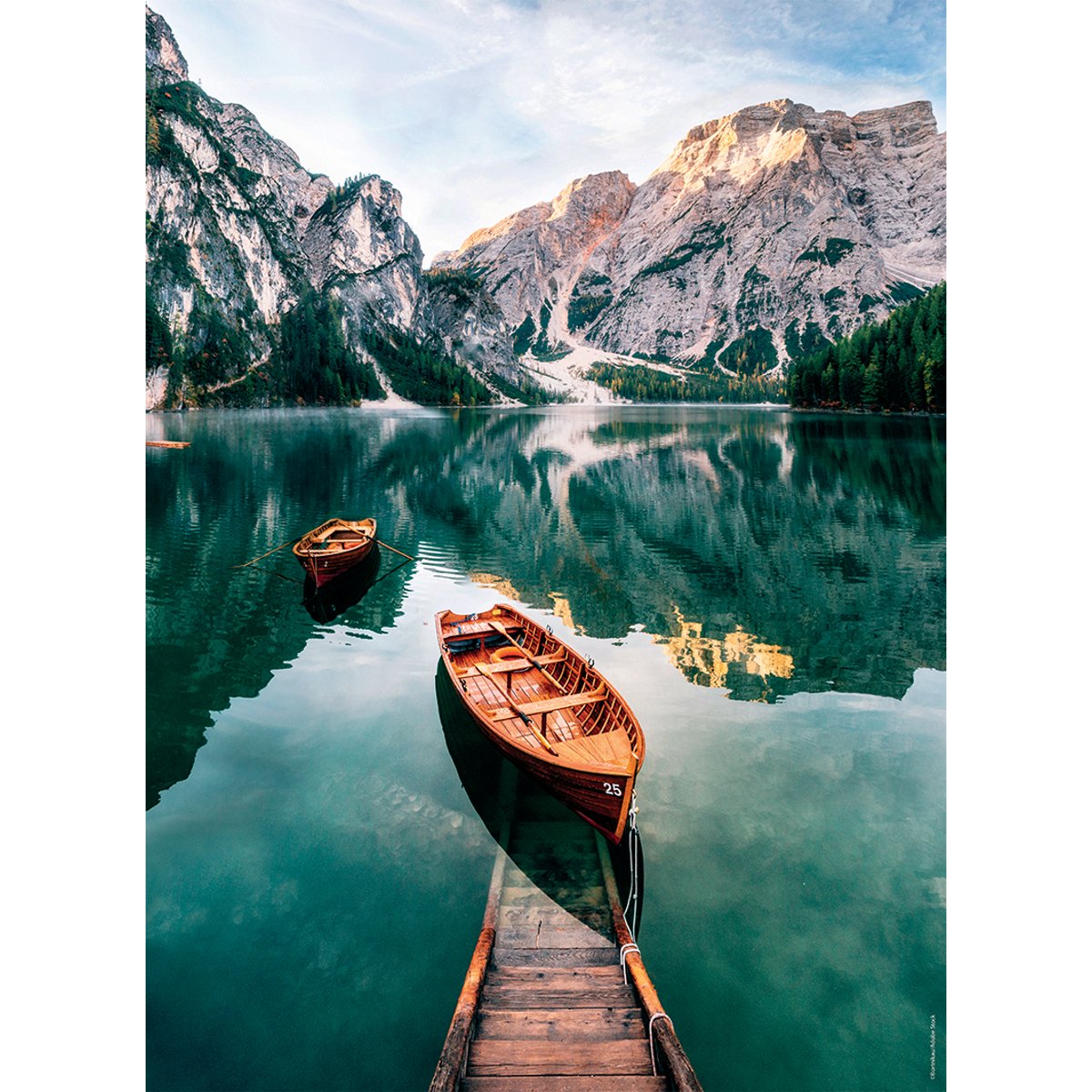 Puzzle n 500 p - les barques du lac de braies, italie couleur unique, NATHAN