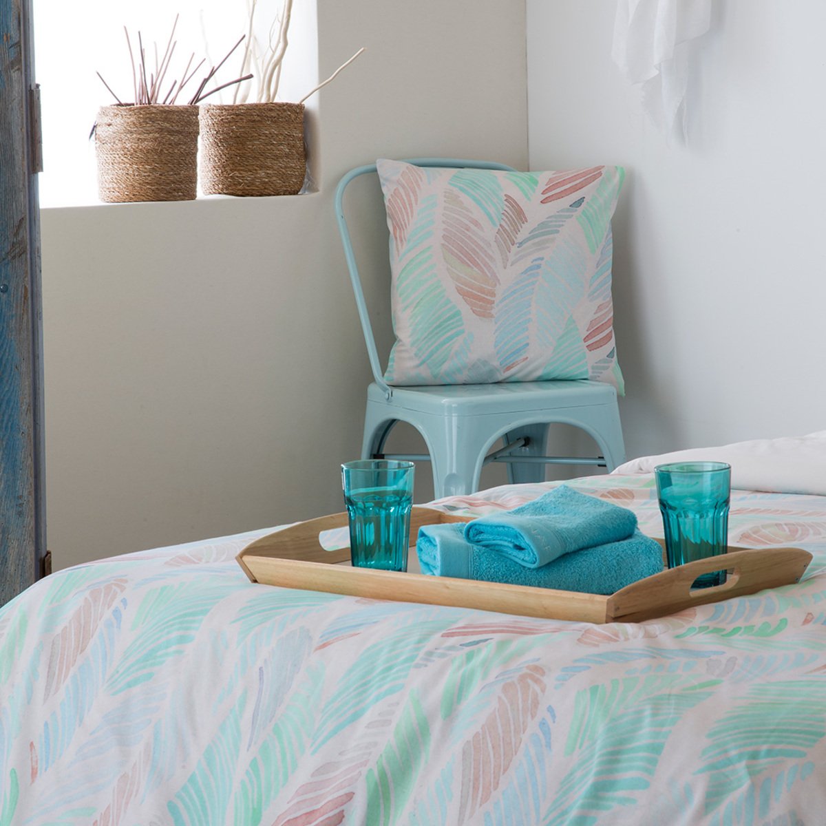 2 taies d'oreiller NAF NAF CANITO bleu vert, NAF NAF HOME