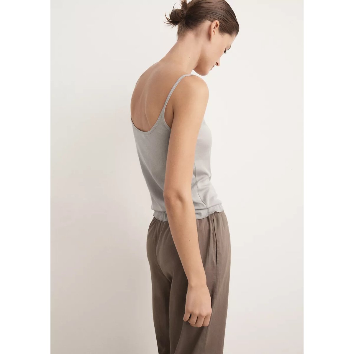 Top coton bretelles gris clair/pastel, MANGO