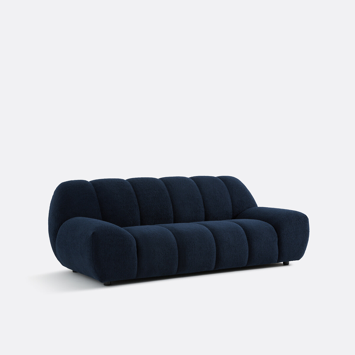 Sofa mit dickem Bouclé-Bezug, 3-Sitzer, Nuria blau, LA REDOUTE INTERIEURS