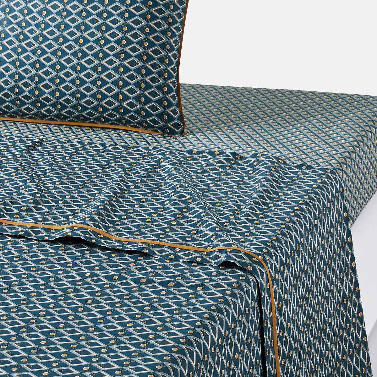 Drap imprimé pur coton, Pallazzo imprimé bleu, LA REDOUTE INTERIEURS
