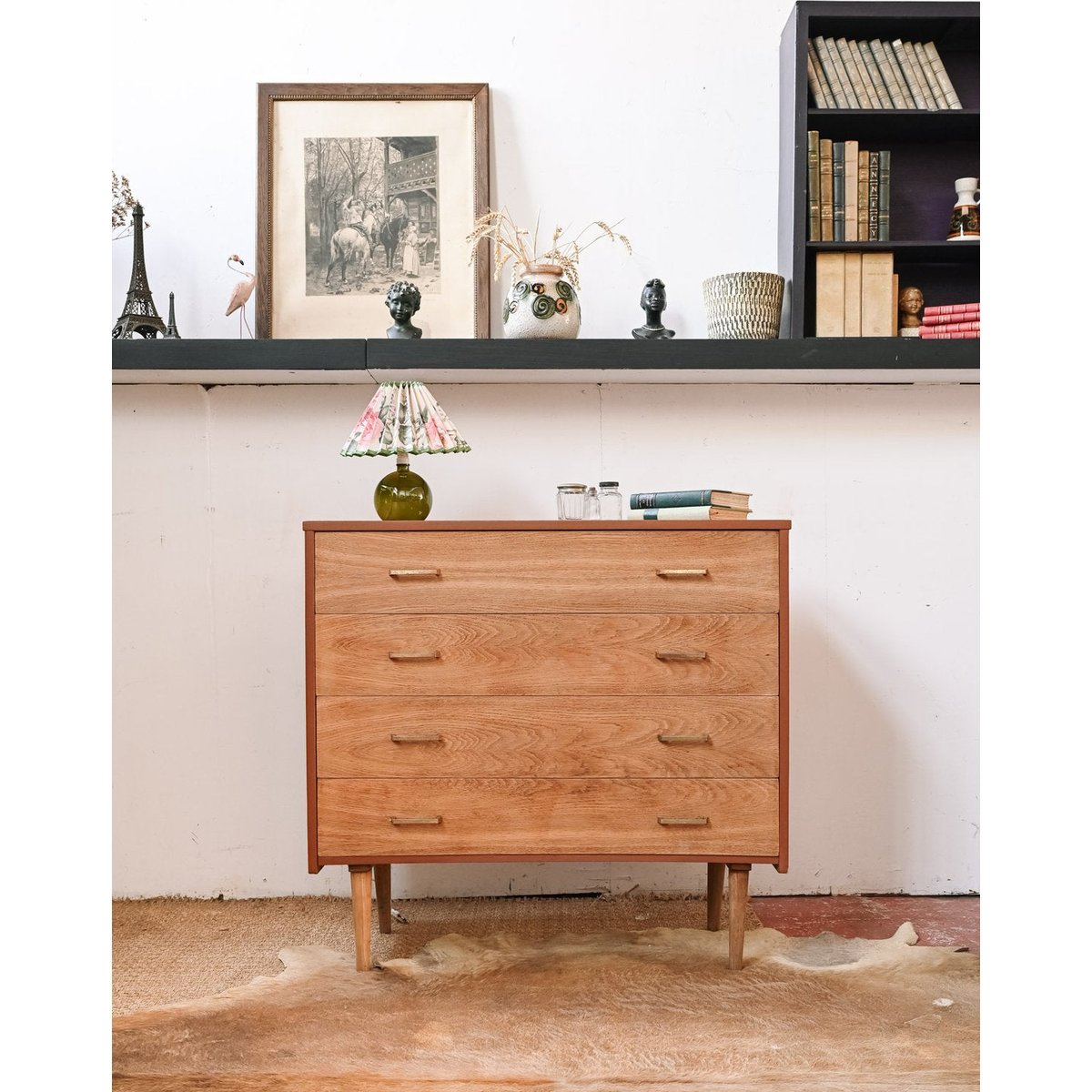 Commode scandinave en bois Olga N°1085 - Bon état bois clair, DEBONGOUT