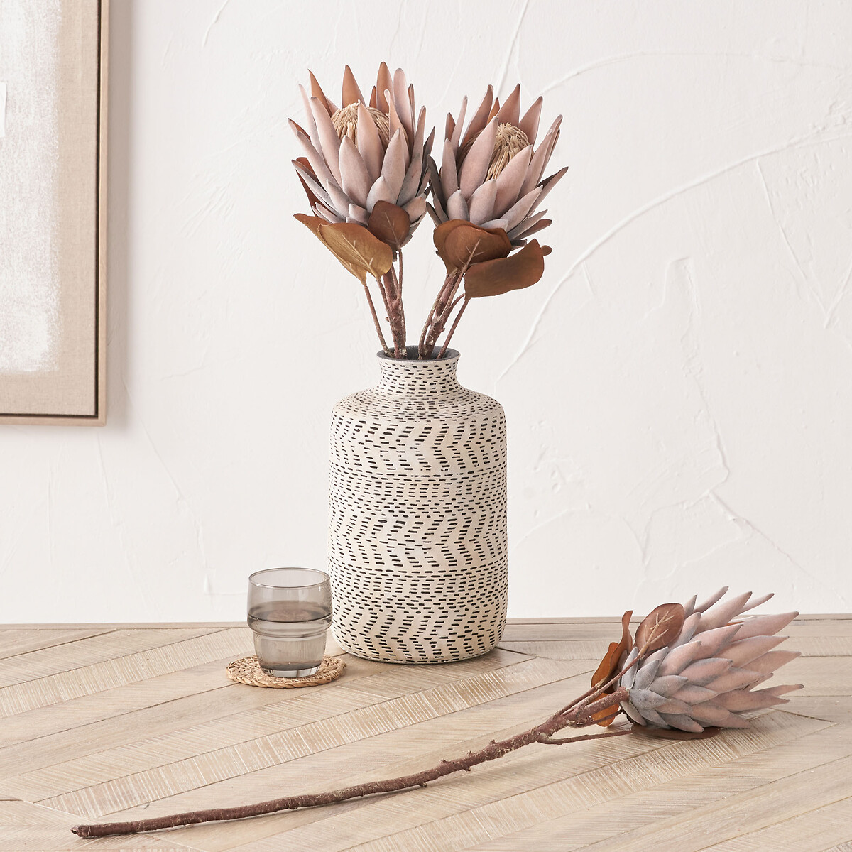 Set of 6 71cm Mulberry Brown Protea Stems brown , ÉDITÉ