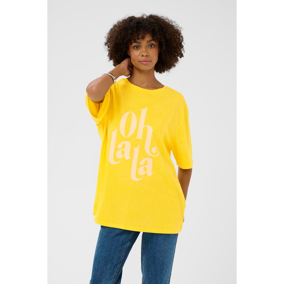 T-shirt à manches courtes jaune lemon meringue wash, CULTURE