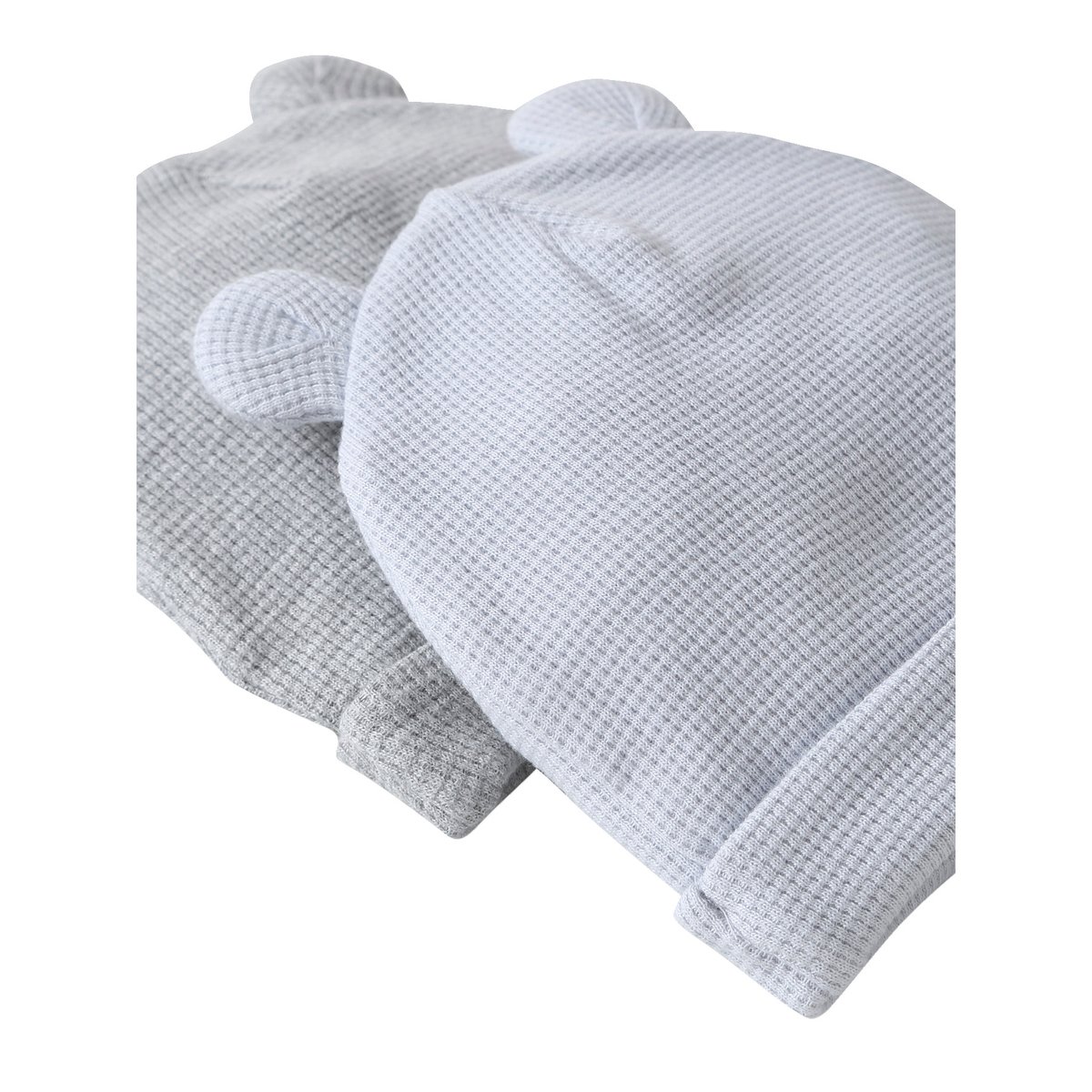 Lot de 2 bonnets naissance à oreilles d'ours bleu pâle + gris chiné, VERTBAUDET