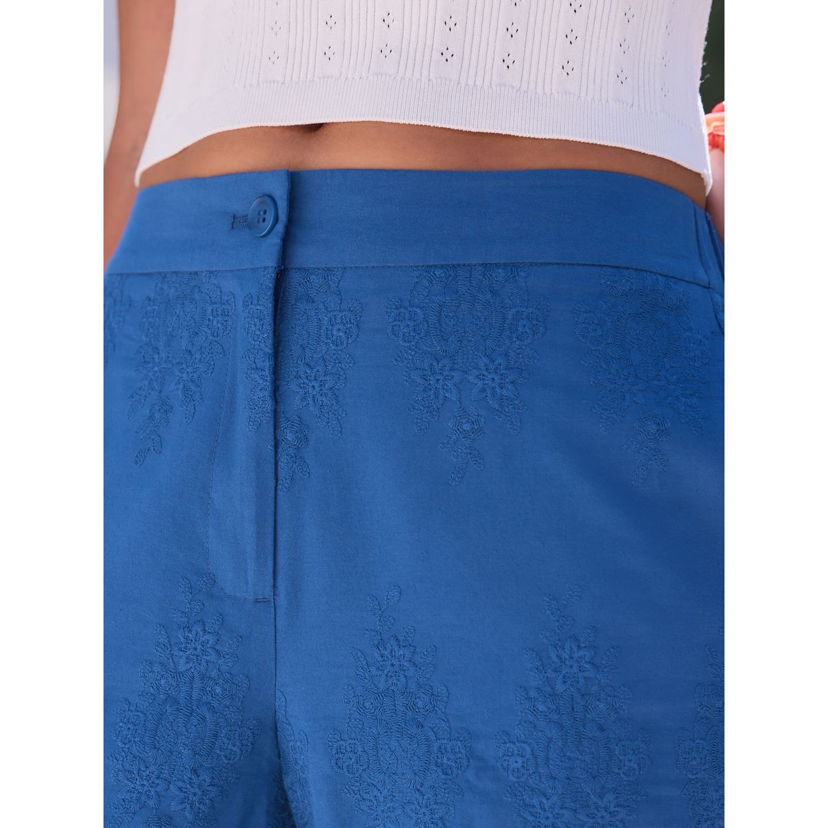 Pantalon large à bordure en crochet bleu, NEXT