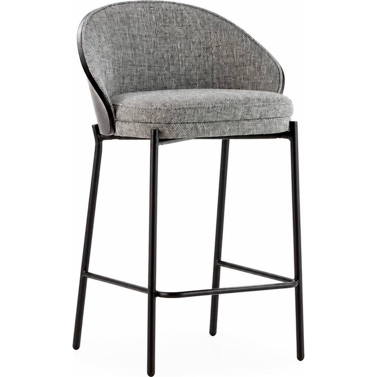 Tabouret haut en métal et frêne gris et noir, RECOLLECTION