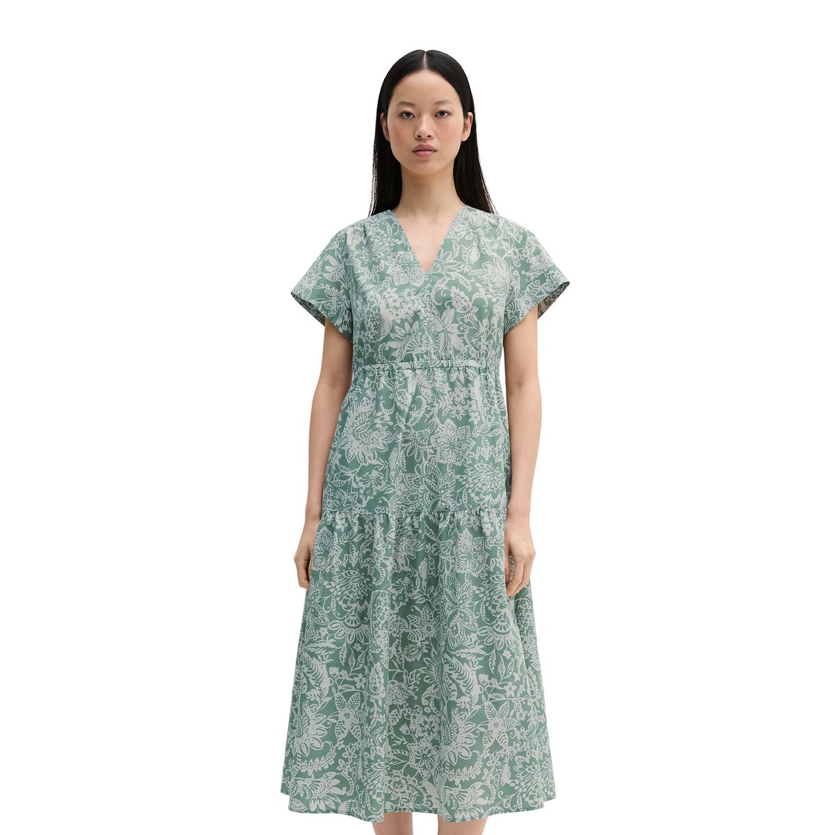 Robe d'été loose en popeline légère imprimée hellgrün, MARC O'POLO