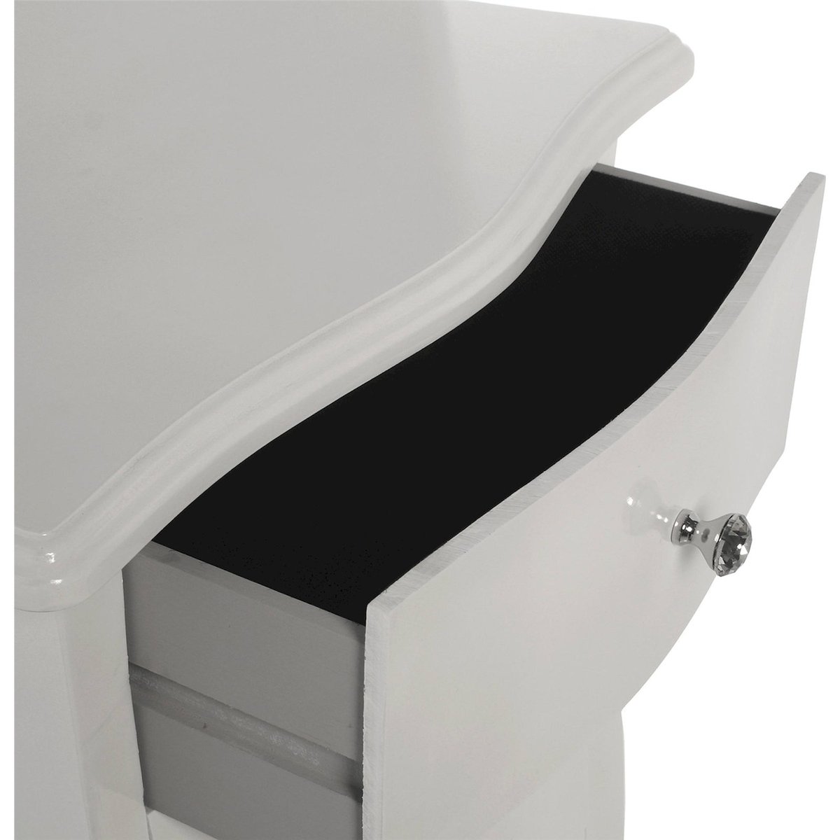 Commode 5 tiroirs en bois avec rangements blanc satiné élégant, RECOLLECTION