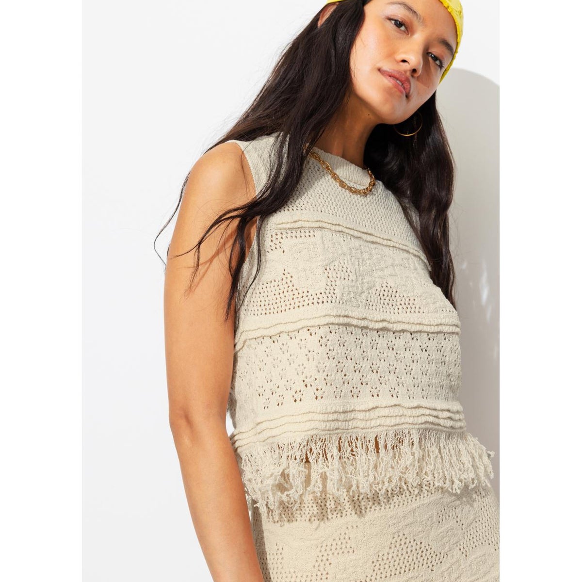 Pull-débardeur ajouré ecru, PROMOD