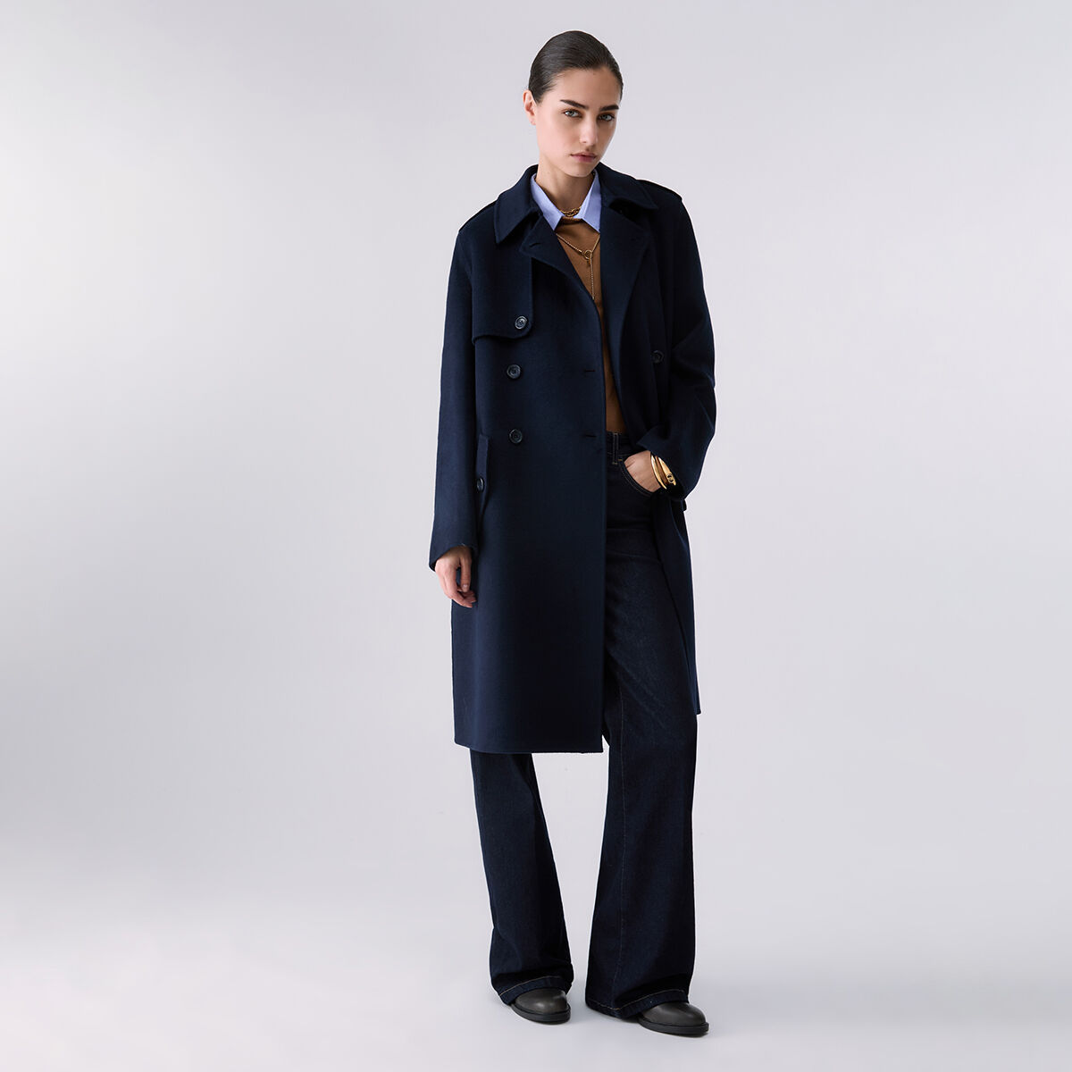 Manteau long en laine bleu foncé, LIU JO