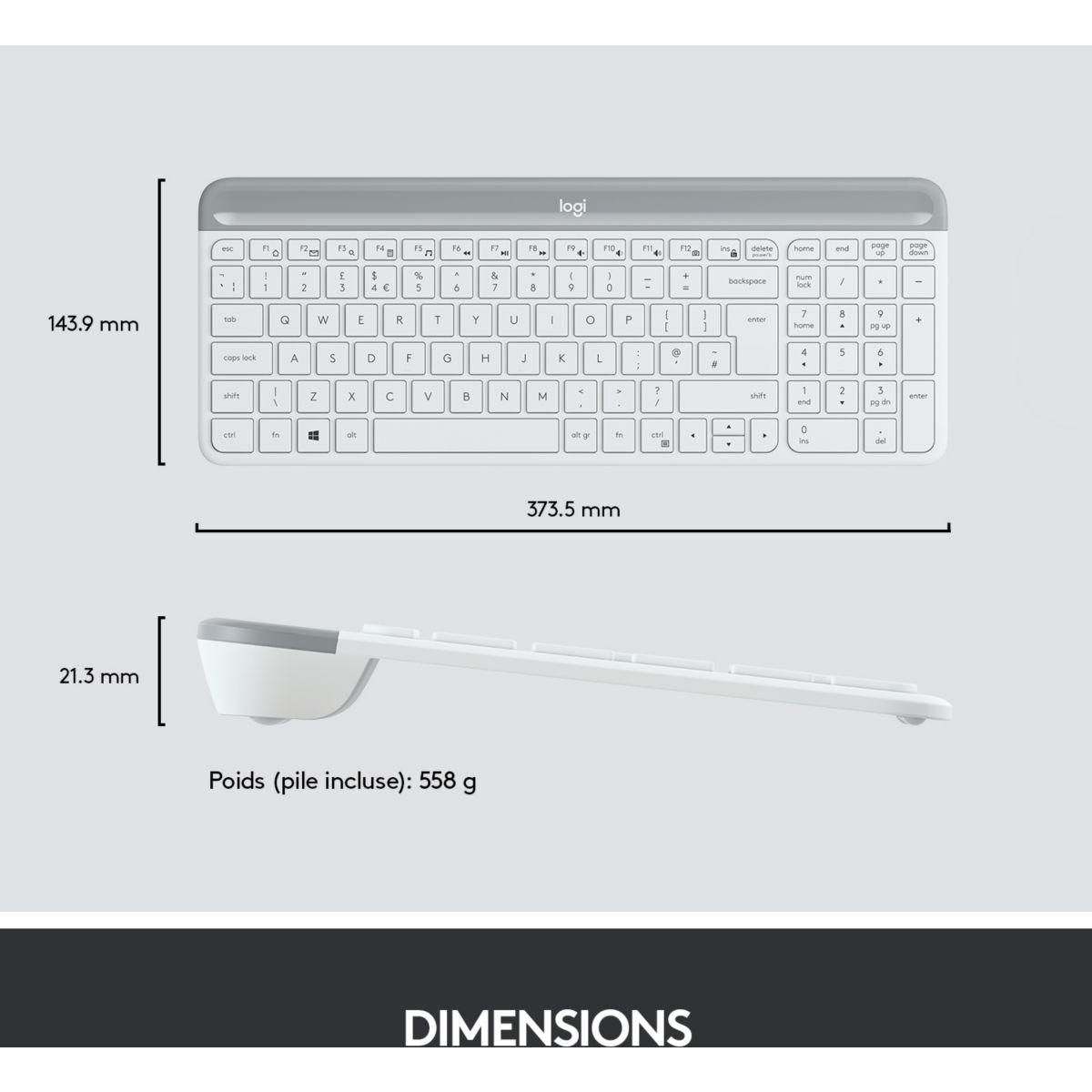 Clavier + Souris MK470 Blanc blanc, LOGITECH