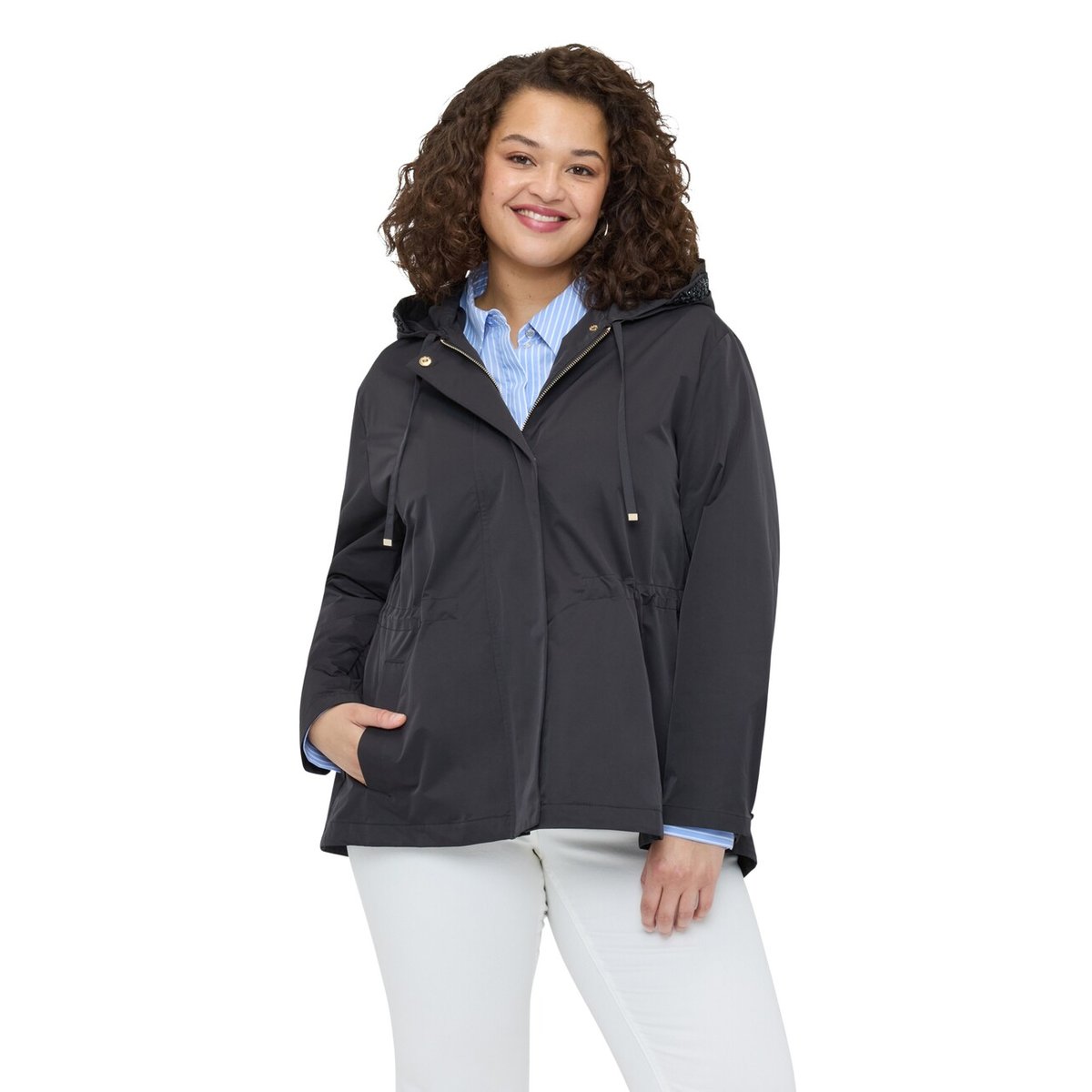 Parka avec capuche et applications noir, FIORELLA RUBINO
