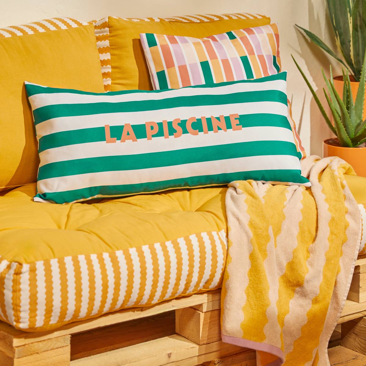 Coussin d'extérieur déhoussable déperlant POOLSIDE vert, ATMOSPHERA