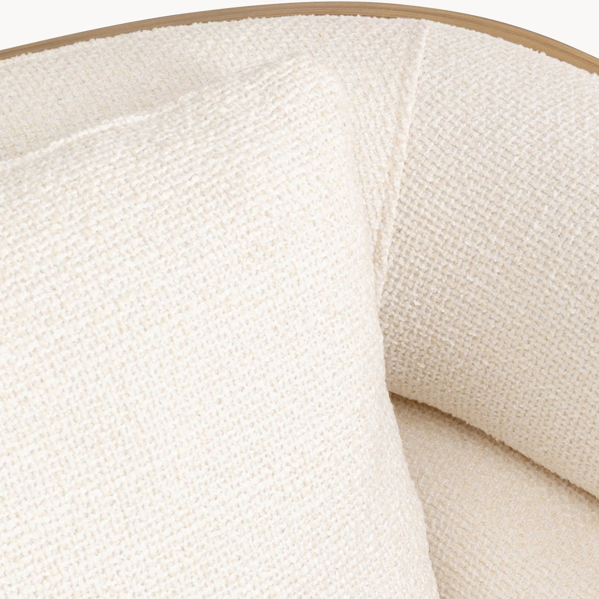 Fauteuil pivotant en polyester tressé et noyer, MARC beige, KARE DESIGN