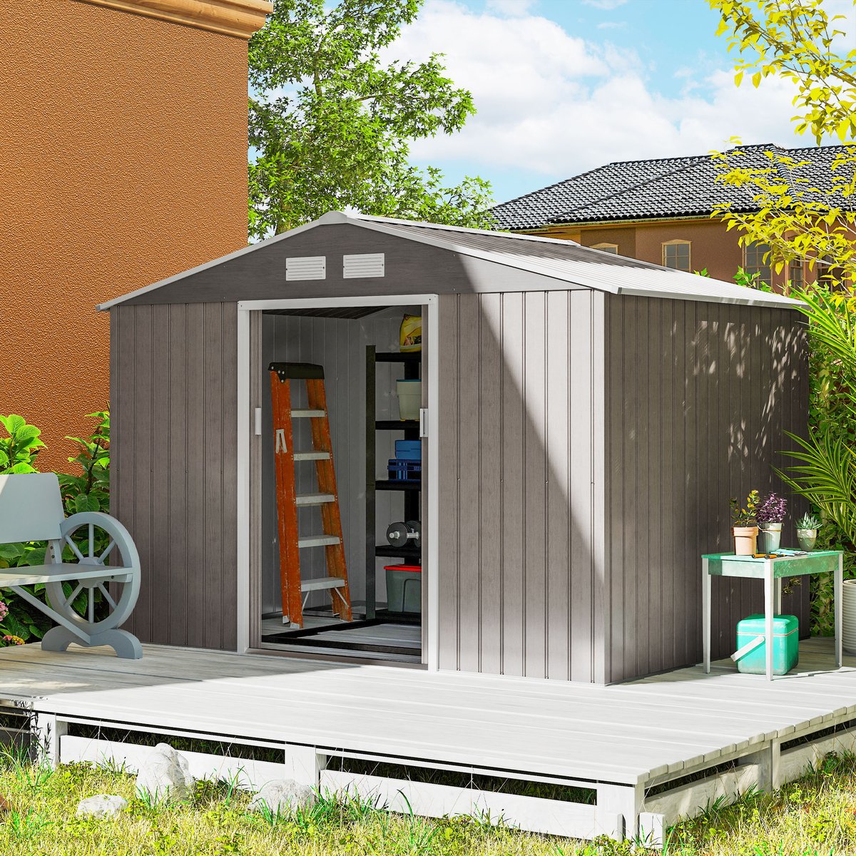 Abri de jardin Acier galvanisé Marron marron, OUTSUNNY