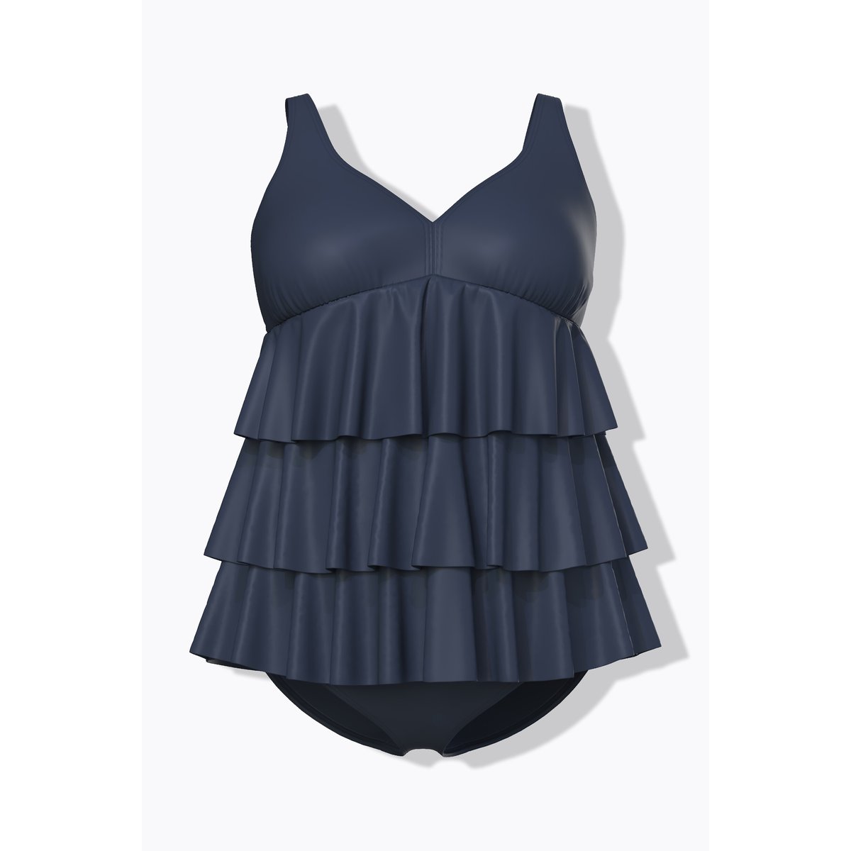Tankini à volants, bonnets souples marine, ULLA POPKEN