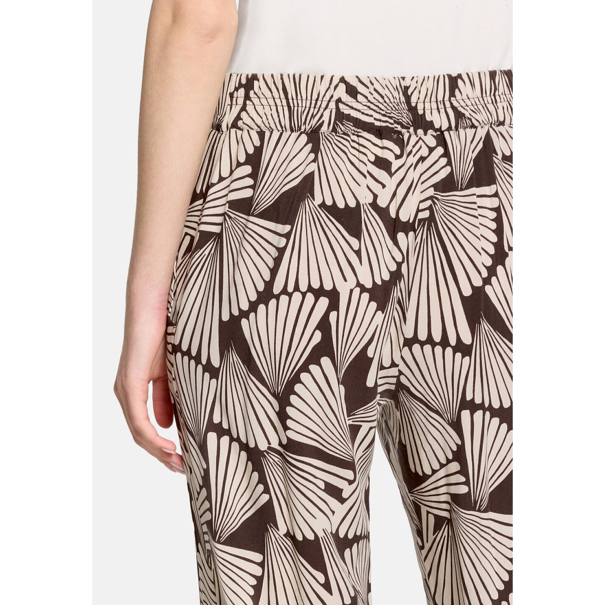 Pantalon Marlene à taille élastique marron/beige, BETTY BARCLAY