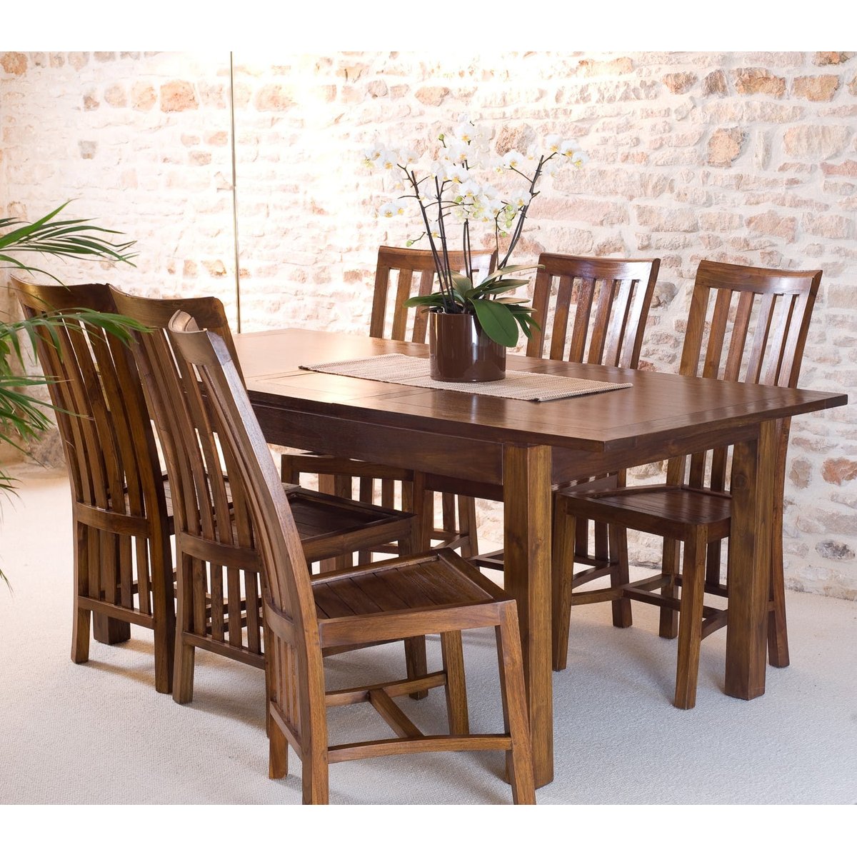 Table à manger extensible 160-200cm bois exotique LOLA bois naturel, PIER IMPORT