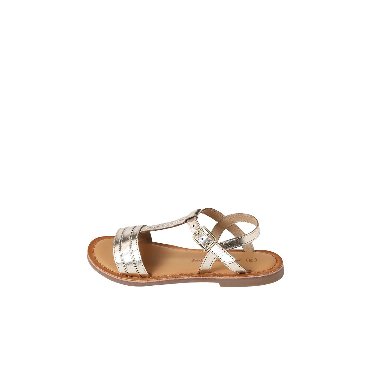 Sandales cuir collection maternelle jaune clair metallise, VERTBAUDET
