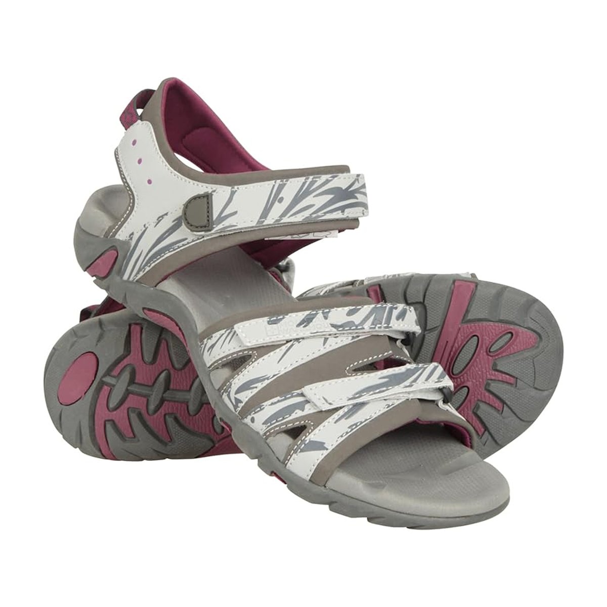 Sandales à scratch motif/style imprimé coupe large SANTORINI gris clair, MOUNTAIN WAREHOUSE