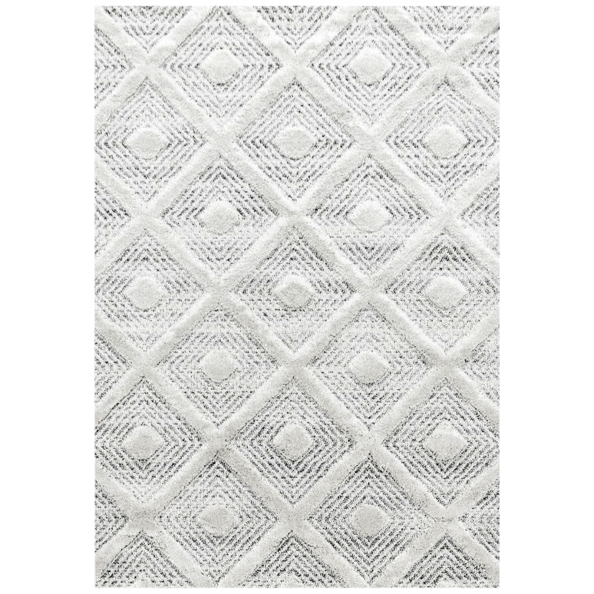 Tapis salon et chambre tissé motif scandinave PISTIOUM gris, blanc, UN AMOUR DE TAPIS