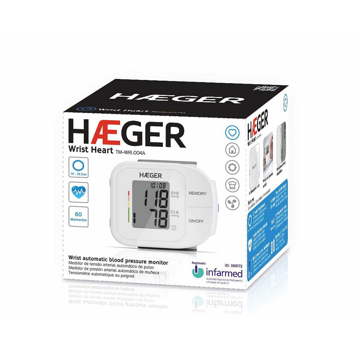 Medidor de tensão arterial Wrist Heart, HAEGER branco, HAEGER