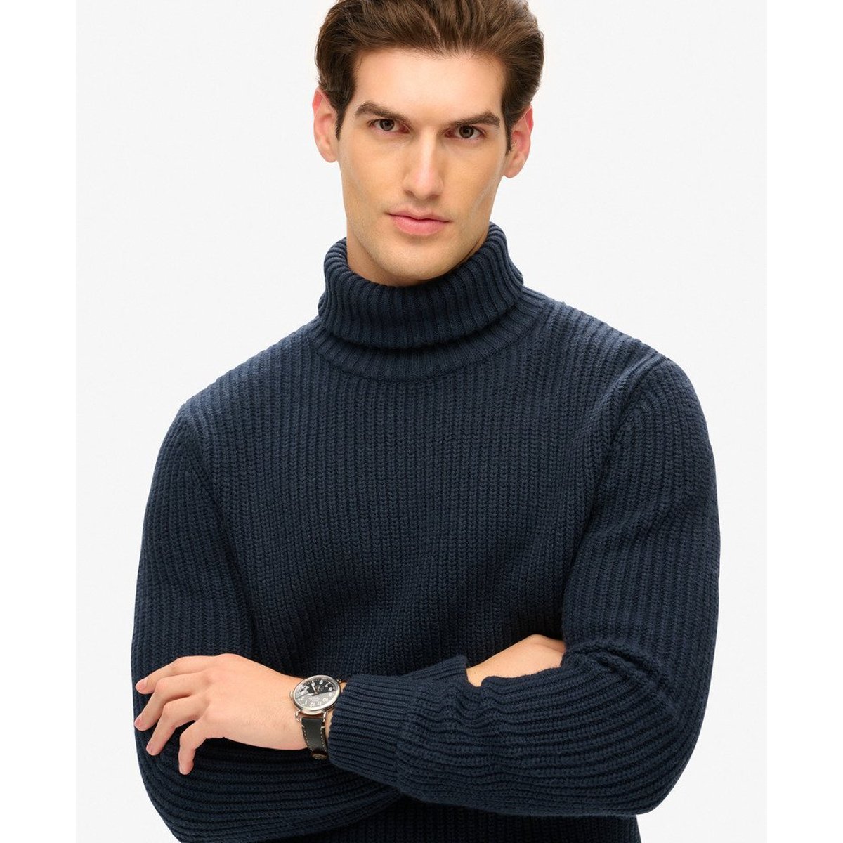 Pull texturé à col roulé Merchant Store bleu marine marchand, SUPERDRY