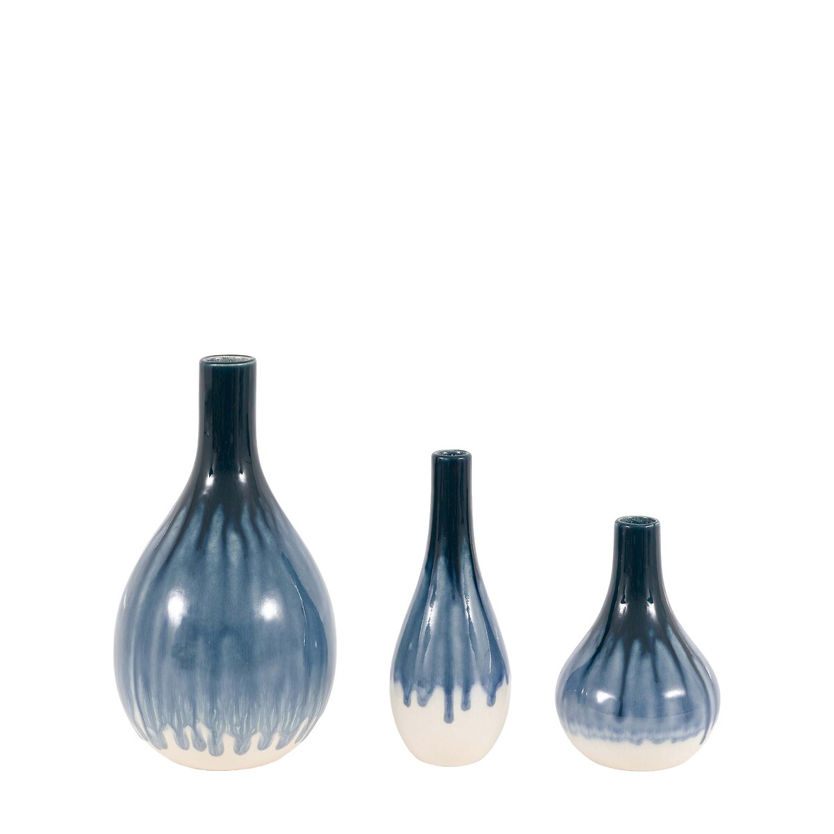 Set of 3 Ornica Organic Fade Ceramic Vases blue, ÉDITÉ