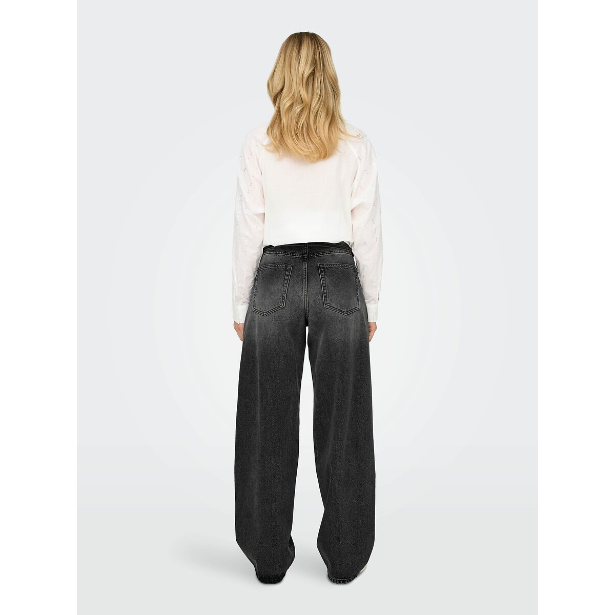 Jean large avec lien resserable noir denim, ONLY