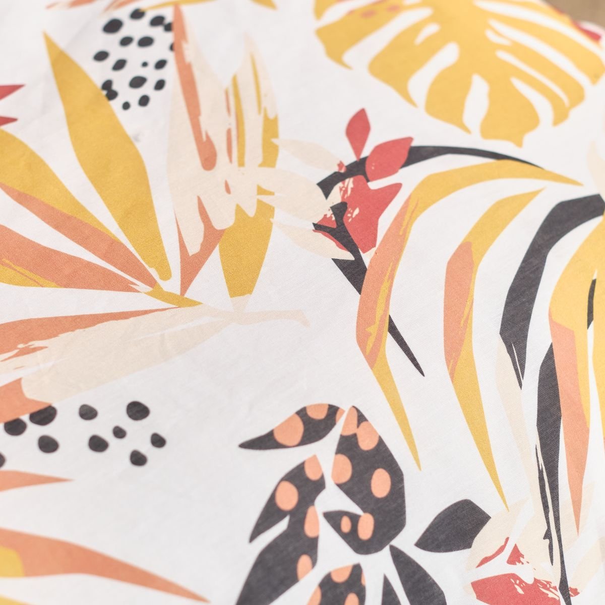 Parure de lit imprimé Jungle coton SUNSHINE ODILE jaune, TODAY