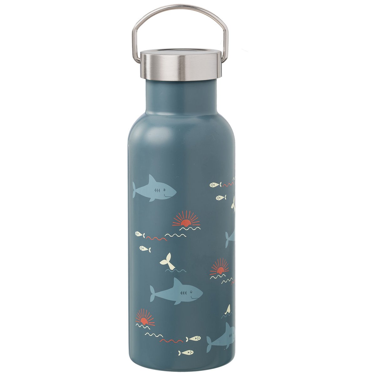 Gourde isotherme bleu, orange, blanc, FRESK