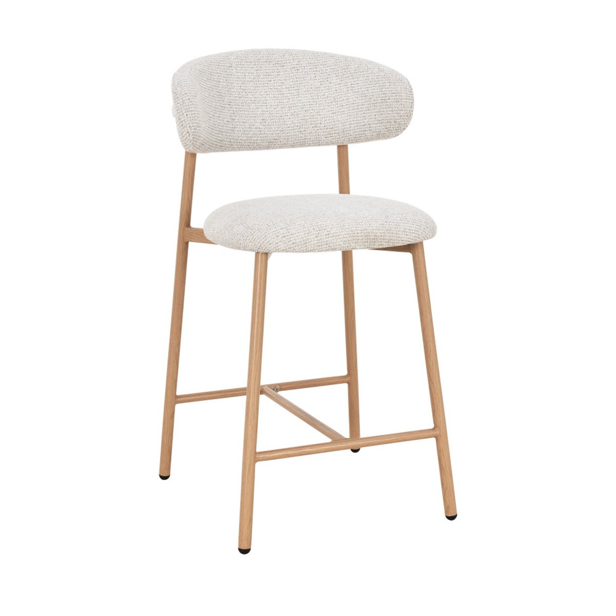 Lot de 2 chaises de bar en tissu pieds effet bois clair H65cm- DRACO beige chiné, DRAWER