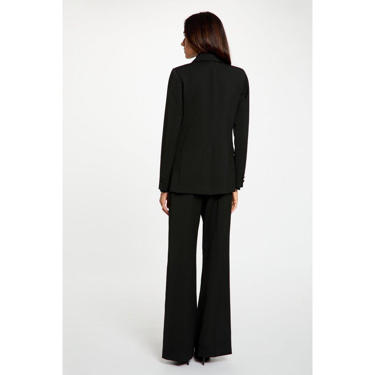 Veste satin col tailleur noir, MORGAN