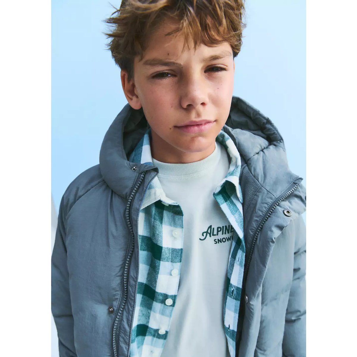 T-shirt coton détail imprimé vert d´eau, MANGO KIDS