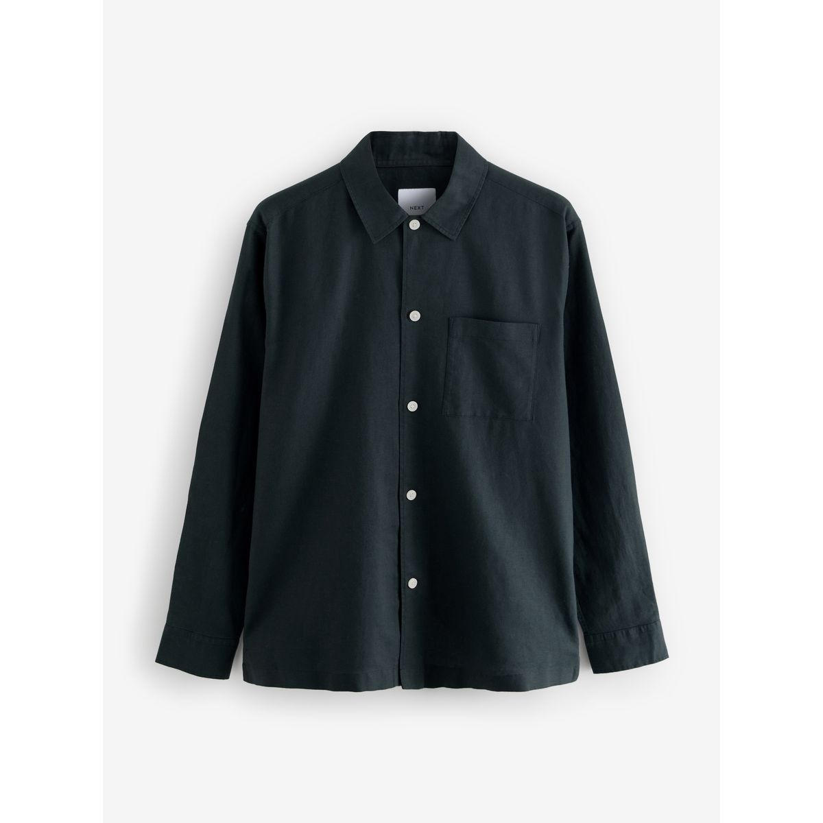Chemise à manches courtes en lin et coton noir, NEXT