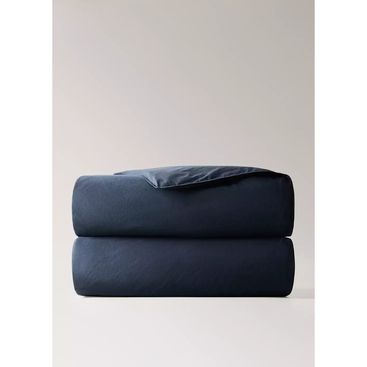 Housse de couette 100 % coton popeline garment-dyed Lit 90 cm bleu marine, MANGO HOME