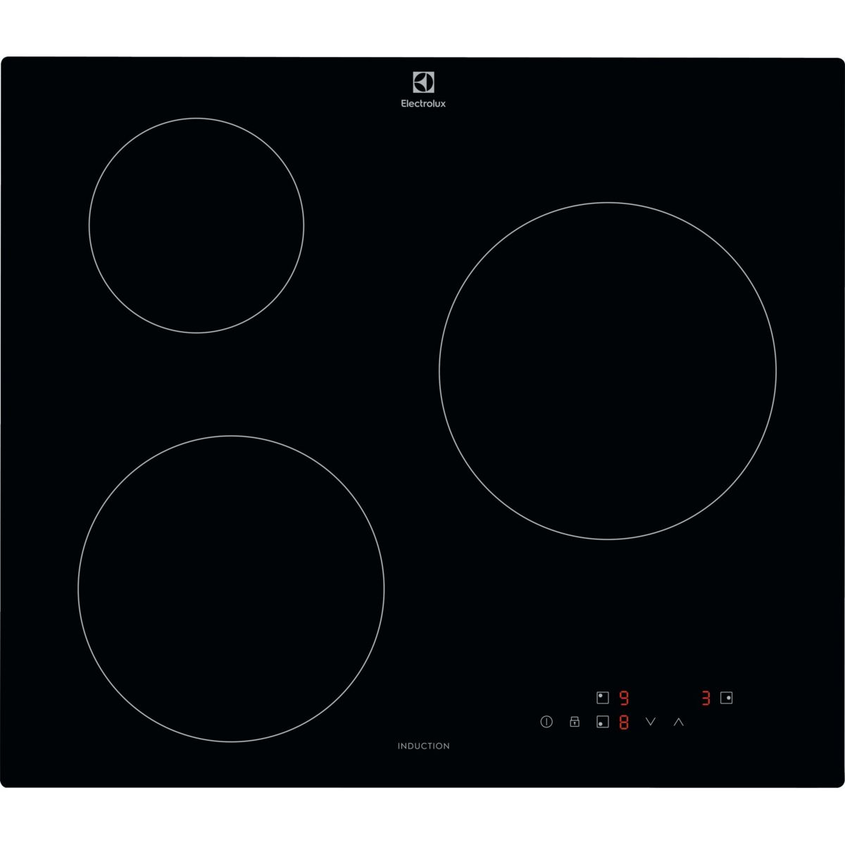 Plaque induction EIB60320CK - 3 foyers Noir 60cm couleur unique, ELECTROLUX