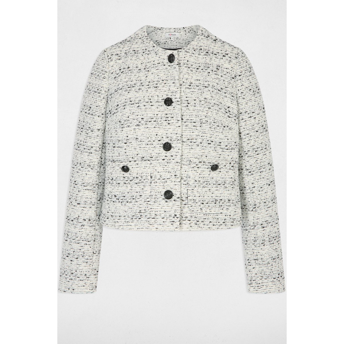 Veste droite col rond ivoire, MORGAN