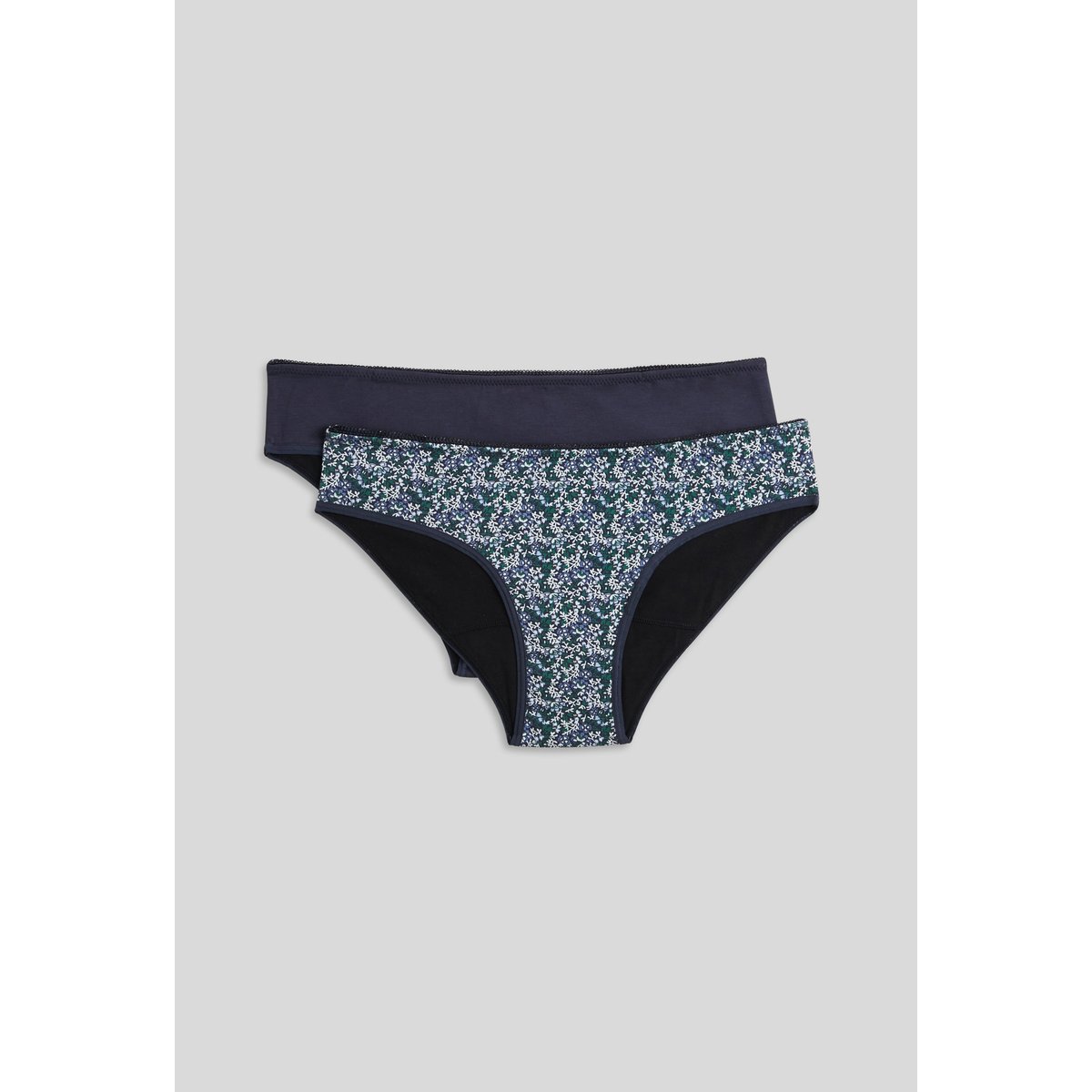 Lot de 2 culottes menstruelles imprimée et unie en coton BIO multicolore, MONOPRIX
