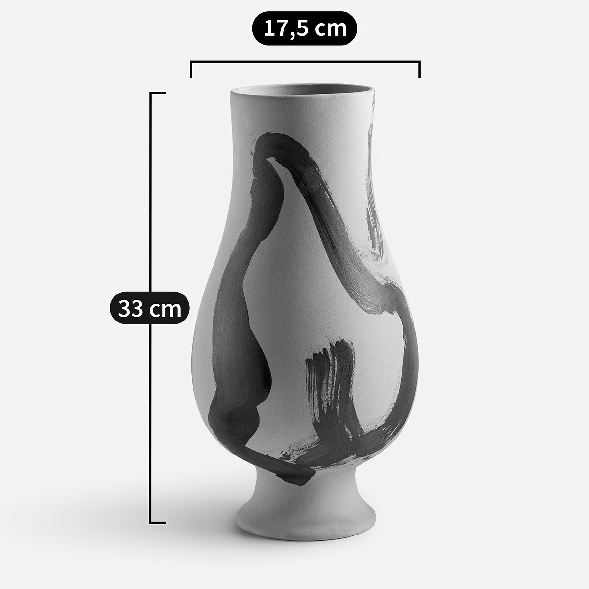 Vase en céramique mate, H33 cm, Skall vert de gris, AM.PM