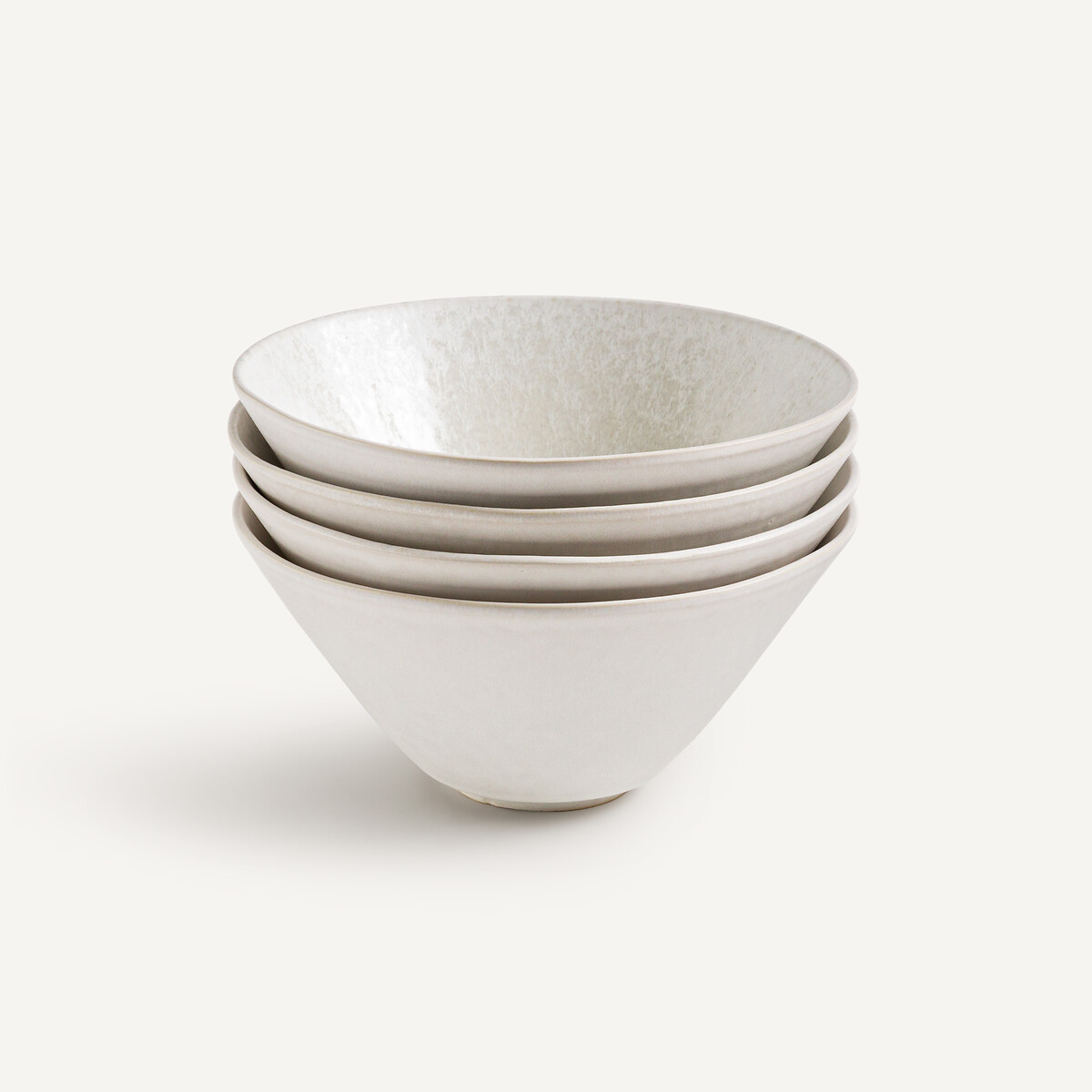 Lot de 4 assiettes à pâtes en grès émaillé, KANSO blanc, AM.PM