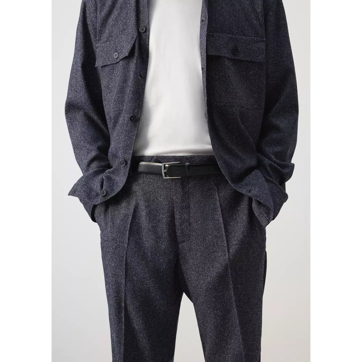Pantalon regular-fit texturé bleu marine, MANGO MAN