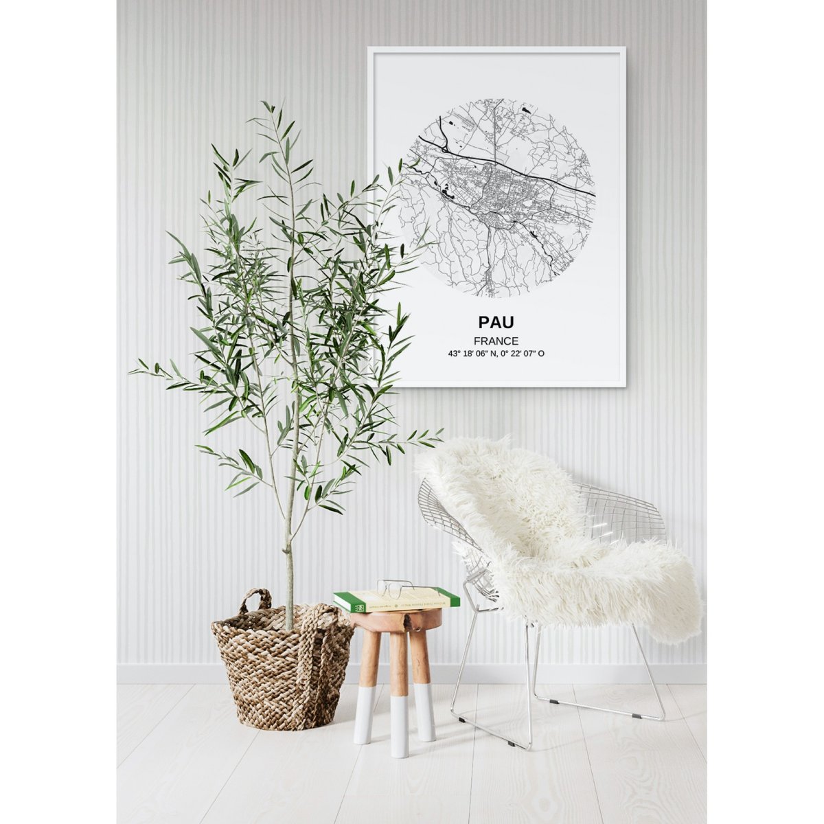 Affiche Carte Pau blanc, L'AFFICHERIE