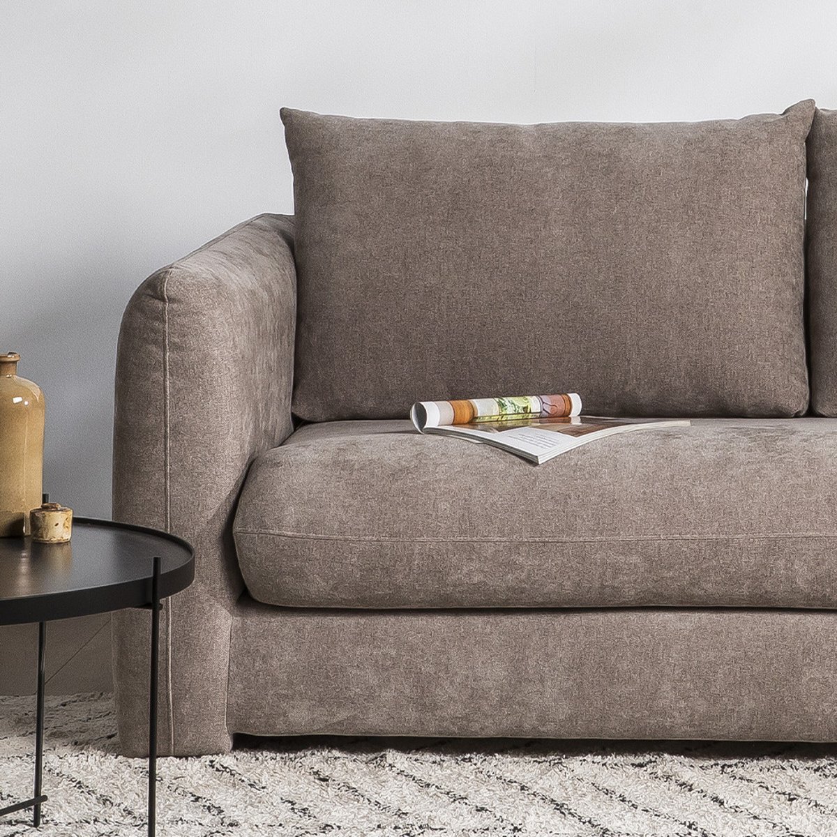 Canapé droit 2,5 places en tissu style contemporain- WIAME taupe, DRAWER