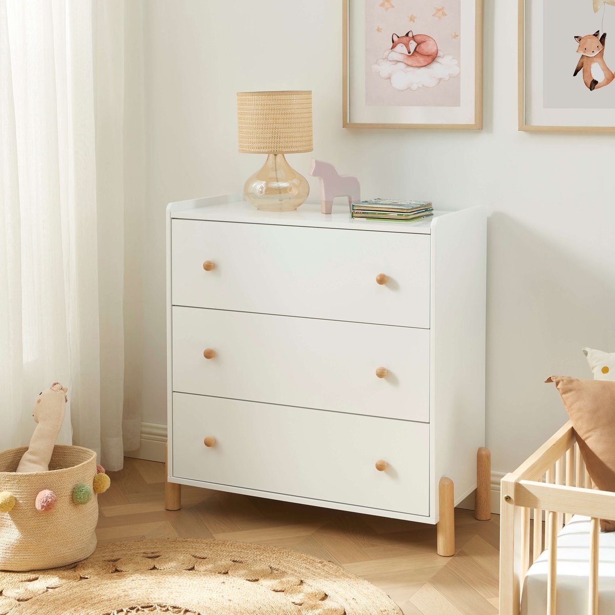 Commode enfant 3 tiroirs MONA blanc, BAÏTA